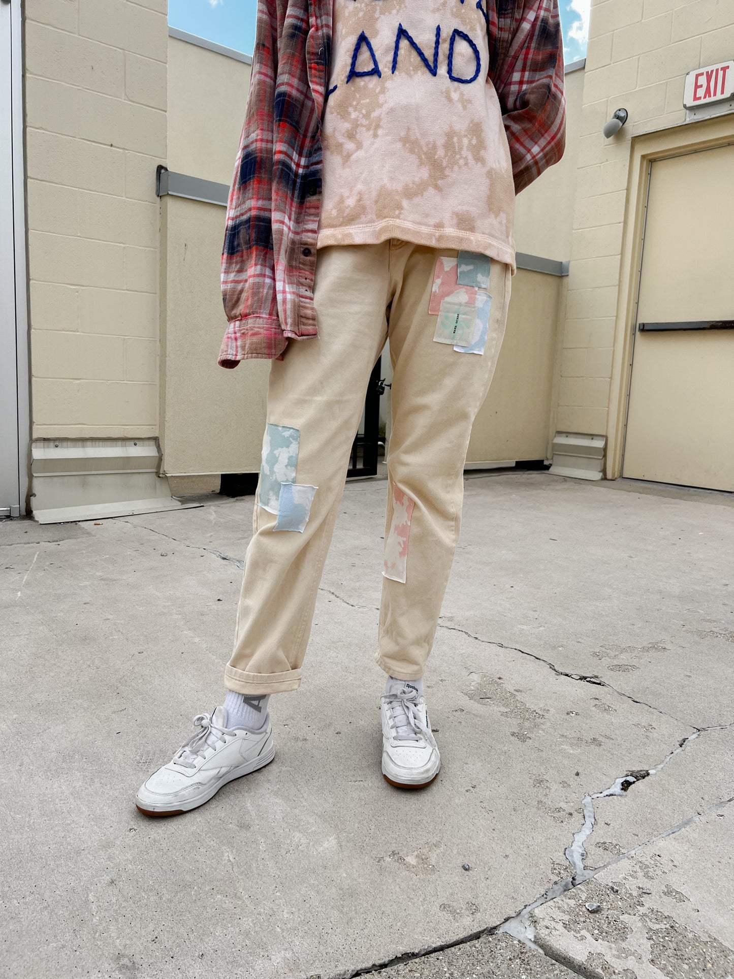 Ecru Patchwork Pants