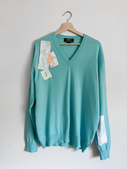 Aqua Patchwork Cashmere Knit